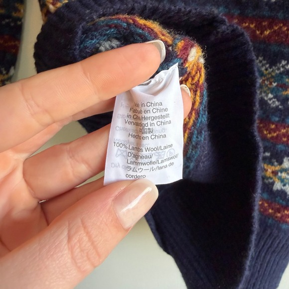 J. Crew Fair Isle Knit Sweater 100% Lambswool Blue Multi XS - Picture 6 of 9